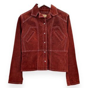 Vintage Wilsons Leather Maroon Contrast Stitch Lightweight Leather Jacket